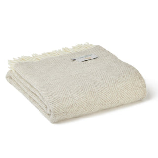 Wolldecke in naturfarbenem beige Herringbone Muster