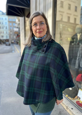Irish Tweed Damen Poncho/Cape 100% Wolle Blackwatch