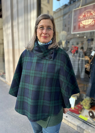 Irish Tweed Damen Poncho/Cape 100% Wolle Blackwatch