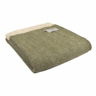 Wolldecke olivgrüner Herringbone