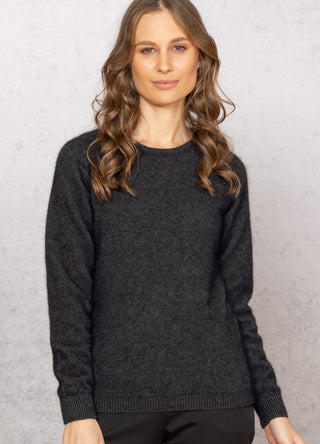 Pullover Damen Merino Possum Rundhals charcoal, grau