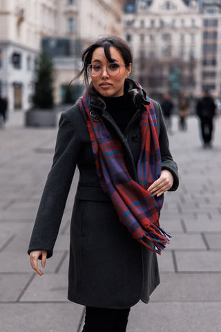 Eleganter Woll Kaschmir Mantel Damen - navy dunkelblau