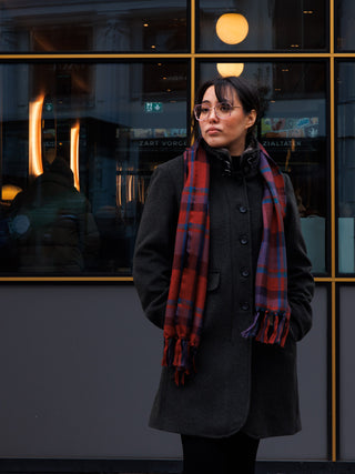 Eleganter Woll Kaschmir Mantel Damen - navy dunkelblau