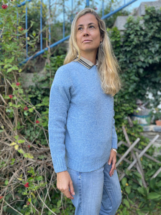 Damen Shetland Wollpullover Crew Neck