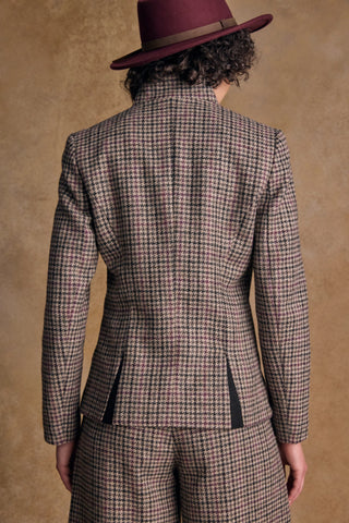 Nicole Tweed Blazer Plum Hacking Check