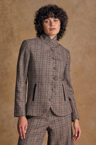 Nicole Tweed Blazer Plum Hacking Check