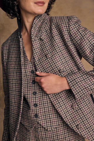 Nicole Tweed Blazer Plum Hacking Check
