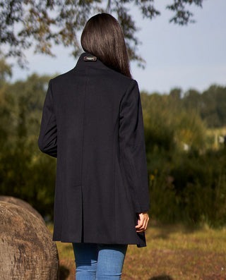 Eleganter Woll Kaschmir Mantel Damen - navy dunkelblau