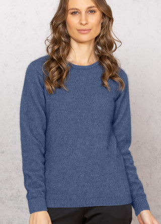 Pullover Damen Merino Possum Rundhals bahama, hellblau