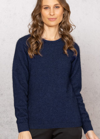 Pullover Damen Merino Possum Rundhals maritime, dunkelblau