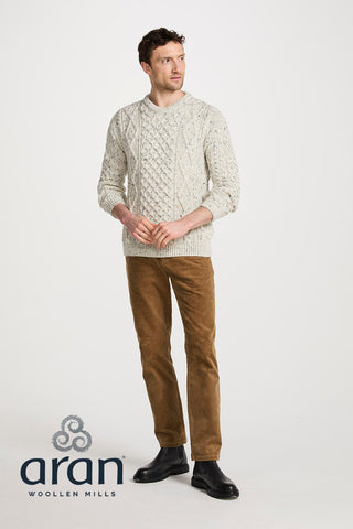 Pullover Aran Traditioneller Irischer Zopfstrick hellbeige