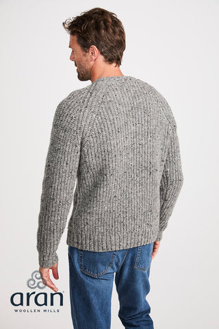 Donegal Tweed Herrenpullover 100% Wolle hellgrau