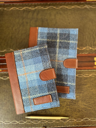 Harris Tweed® Notizbuch jeans blue Lederumschlag A6
