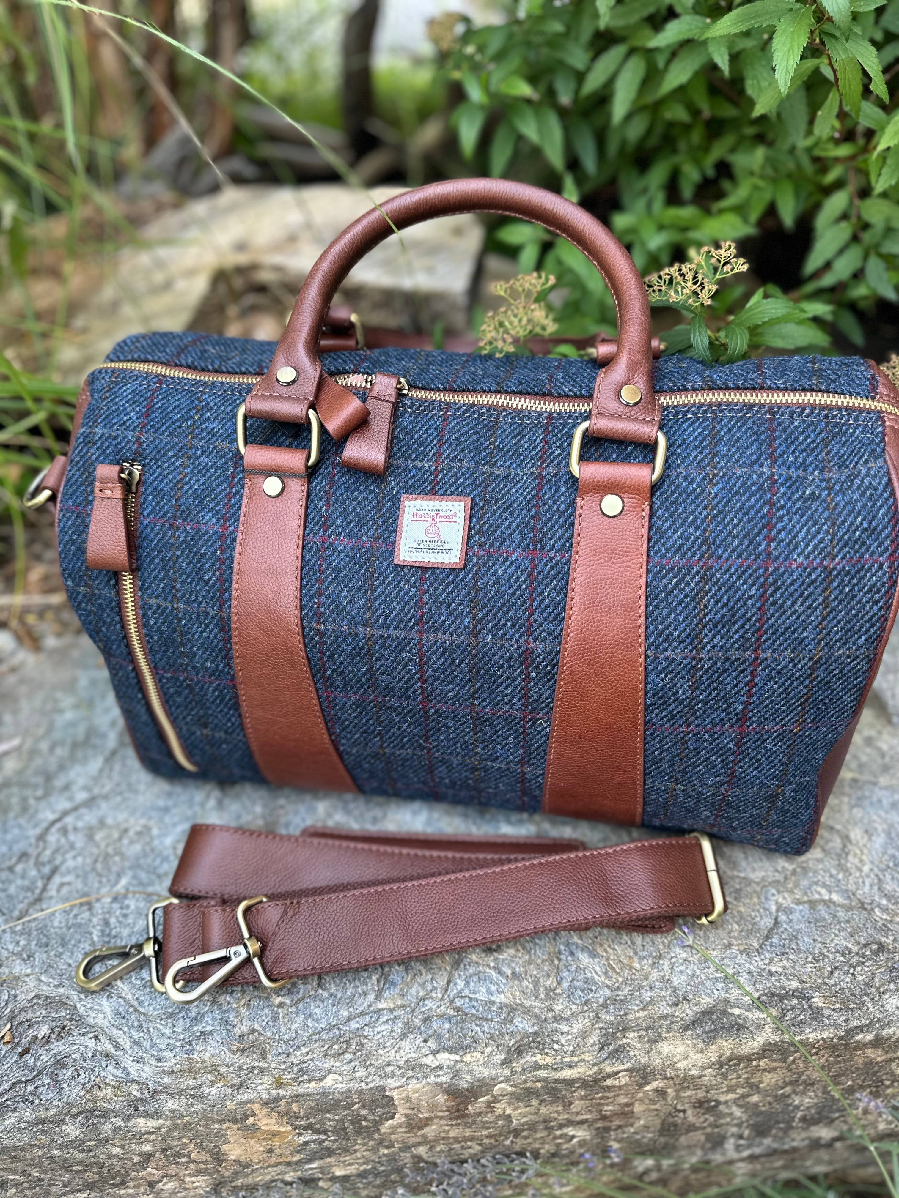 Reisetasche Weekender Holdall Harris Tweed® Leder handlich