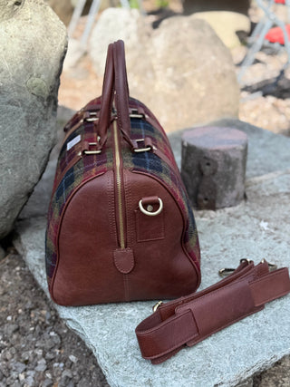 Reisetasche Weekender Holdall Harris Tweed® & Leder handlich Check of Island Duffle bag