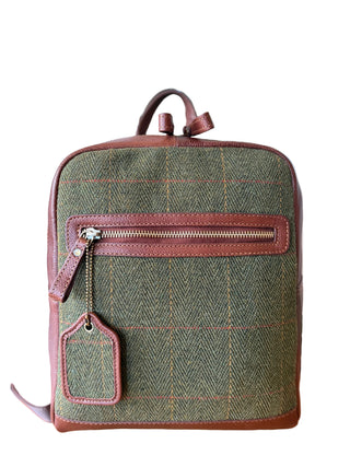 Klassischer Tweed Rucksack mit Echtleder