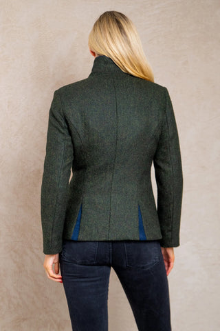 Nicole Tweed Blazer Green Herringbone