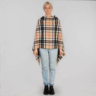 Tartan Poncho Camel Thomson