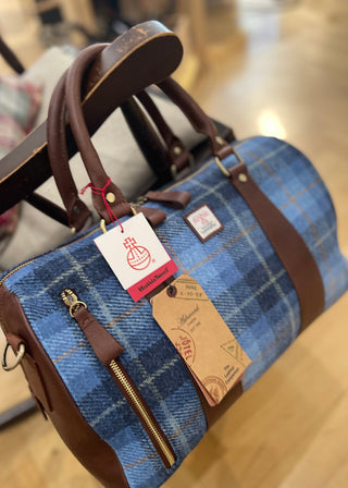 Reisetasche Weekender Holdall Tweed & Leder handlich Duffle Bag
